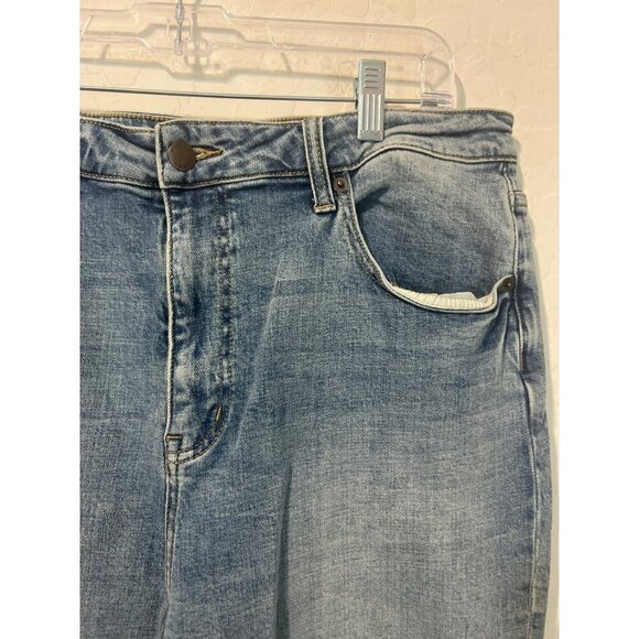 Oliver Logan Sz 34 Light Wash Frayed Hem Wide Leg Jeans Boho - Picture 4 of 11